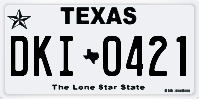 TX license plate DKI0421