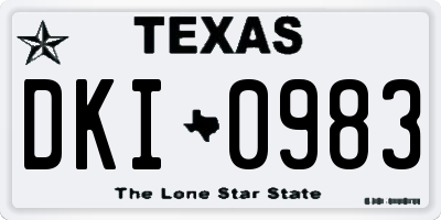 TX license plate DKI0983
