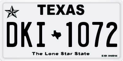 TX license plate DKI1072