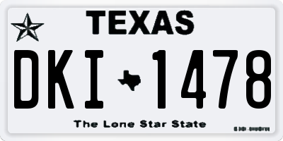 TX license plate DKI1478