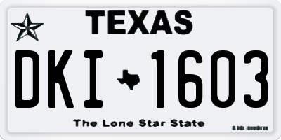TX license plate DKI1603