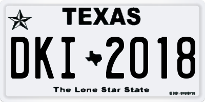 TX license plate DKI2018