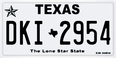 TX license plate DKI2954