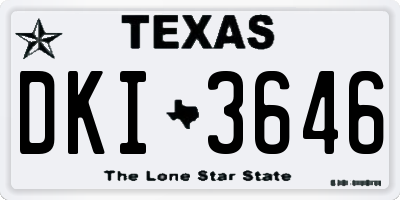 TX license plate DKI3646