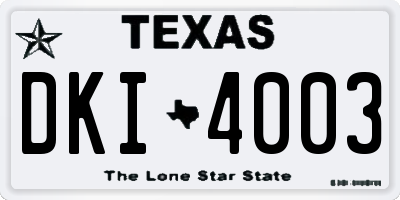 TX license plate DKI4003