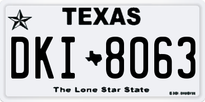 TX license plate DKI8063