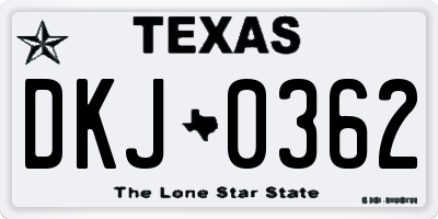 TX license plate DKJ0362