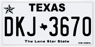 TX license plate DKJ3670