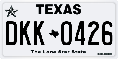 TX license plate DKK0426