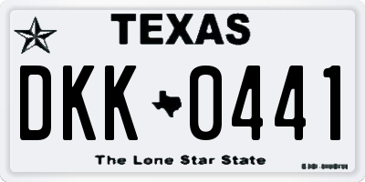 TX license plate DKK0441