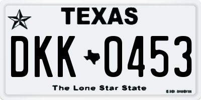 TX license plate DKK0453