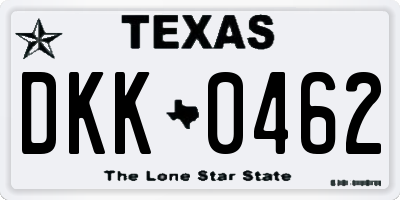 TX license plate DKK0462