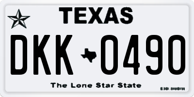 TX license plate DKK0490