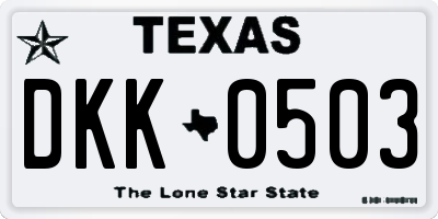 TX license plate DKK0503