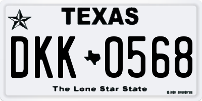 TX license plate DKK0568