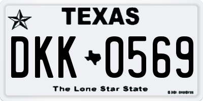 TX license plate DKK0569