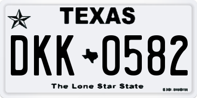 TX license plate DKK0582