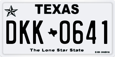 TX license plate DKK0641