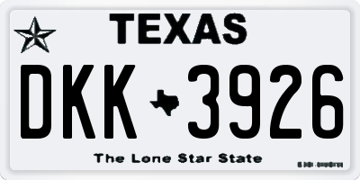 TX license plate DKK3926