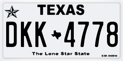 TX license plate DKK4778