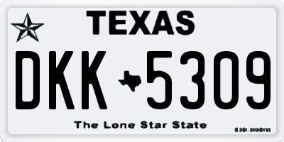 TX license plate DKK5309