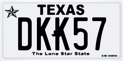 TX license plate DKK57