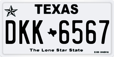 TX license plate DKK6567