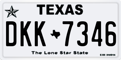 TX license plate DKK7346