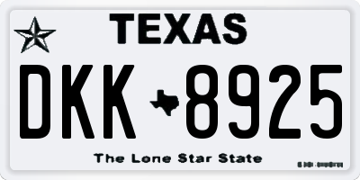 TX license plate DKK8925