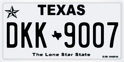 TX license plate DKK9007