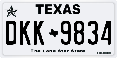 TX license plate DKK9834