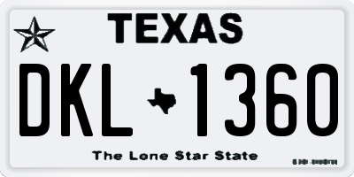 TX license plate DKL1360