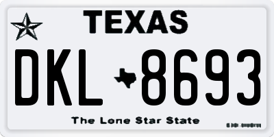 TX license plate DKL8693