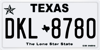 TX license plate DKL8780