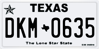 TX license plate DKM0635