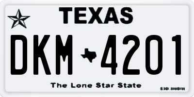 TX license plate DKM4201