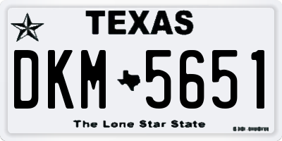 TX license plate DKM5651