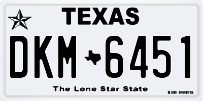 TX license plate DKM6451