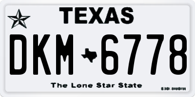 TX license plate DKM6778