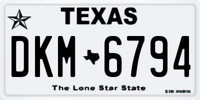 TX license plate DKM6794