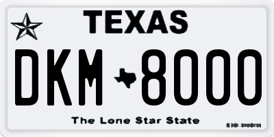 TX license plate DKM8000
