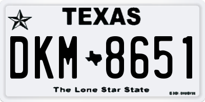 TX license plate DKM8651