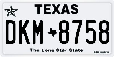 TX license plate DKM8758
