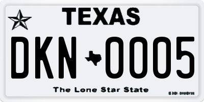 TX license plate DKN0005