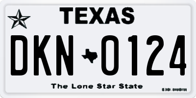 TX license plate DKN0124