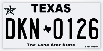 TX license plate DKN0126