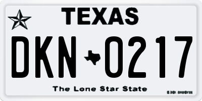 TX license plate DKN0217