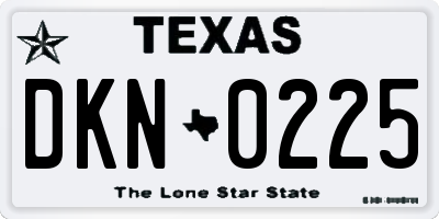 TX license plate DKN0225