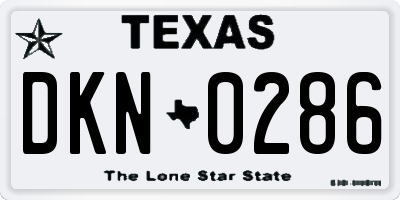 TX license plate DKN0286