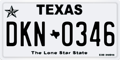TX license plate DKN0346